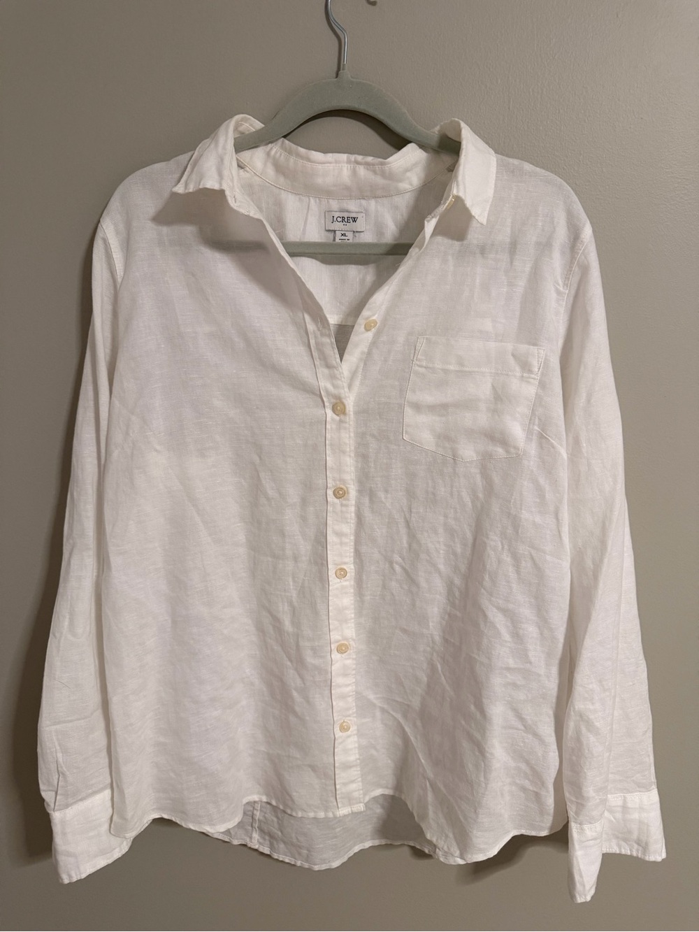 J. Crew White Women's Linen Button-Down Shirt